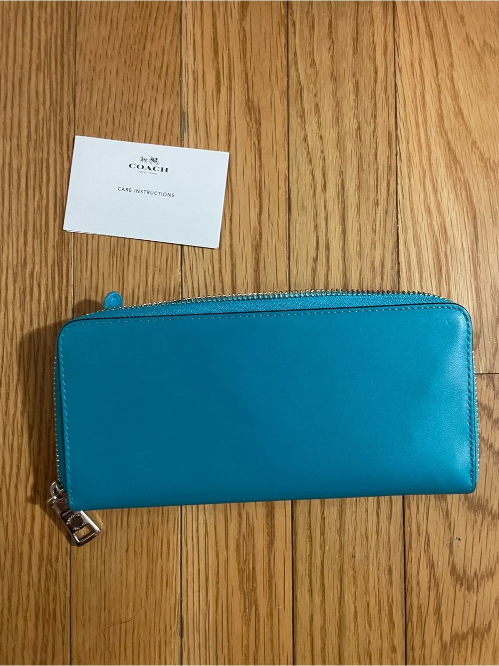 Retail Coach Teal Zip-Around Leather Wallet - Teal Blue